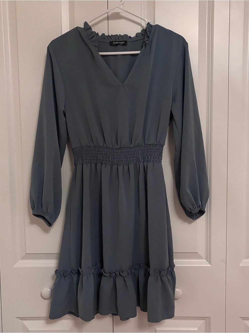 Amkoyam Flowy Smocked Waist Mini Dress Long Sleeve | Size S